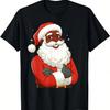 Merry Christmas Black African  Santa Hat Xmas Pajamas T-Shirt