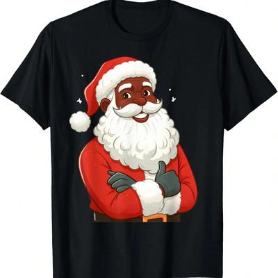 Merry Christmas African  Santa Hat Xmas Pajamas T-Shirt