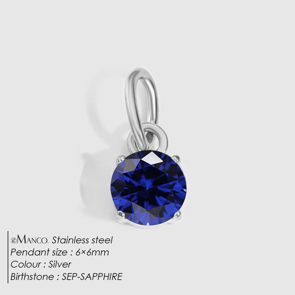 eManco DIY Jewelry Accessories: Stainless Steel Round Cubic Zirconia Pendant Necklace