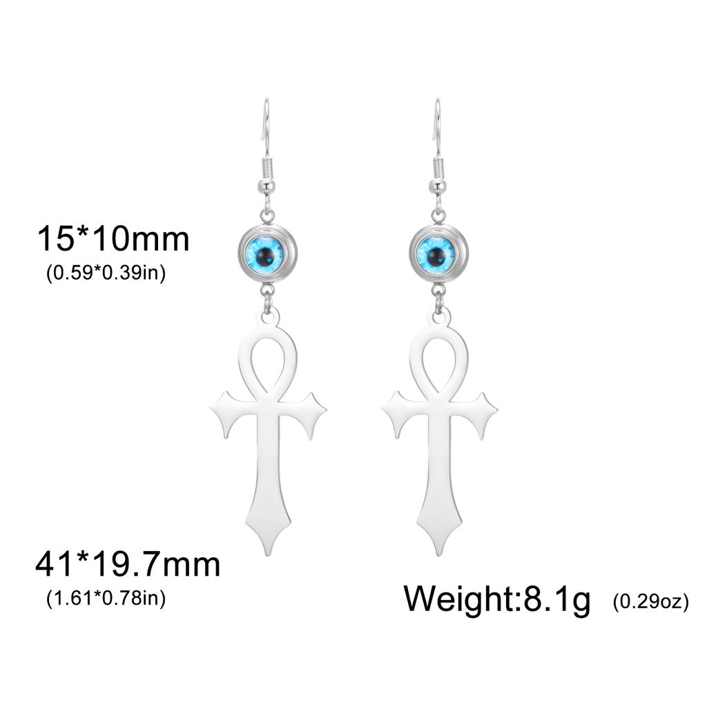 Teamer Occhio Malvagio Gotico Croce Ankh Orecchini Pendenti Acciaio Inossidabile Amuleto Crocifisso Orecchini Egiziani Donna Gioielli Vintage Regalo