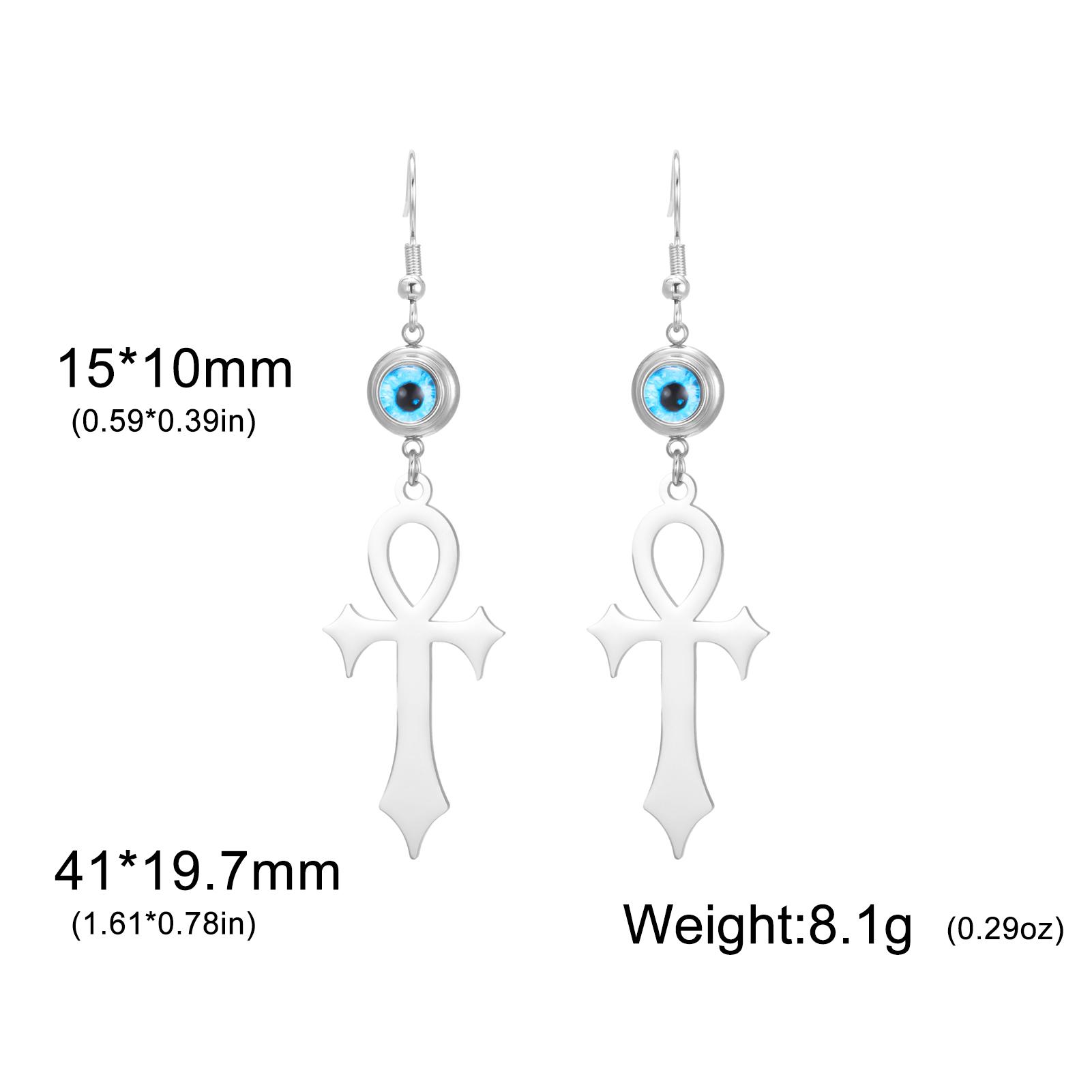 

Teamer Evil Eye Gothic Ankh Cross Drop Earrings Stainless Steel Amulet Crucifix Egyptian Earrings Women Vintage Jewelry Gift