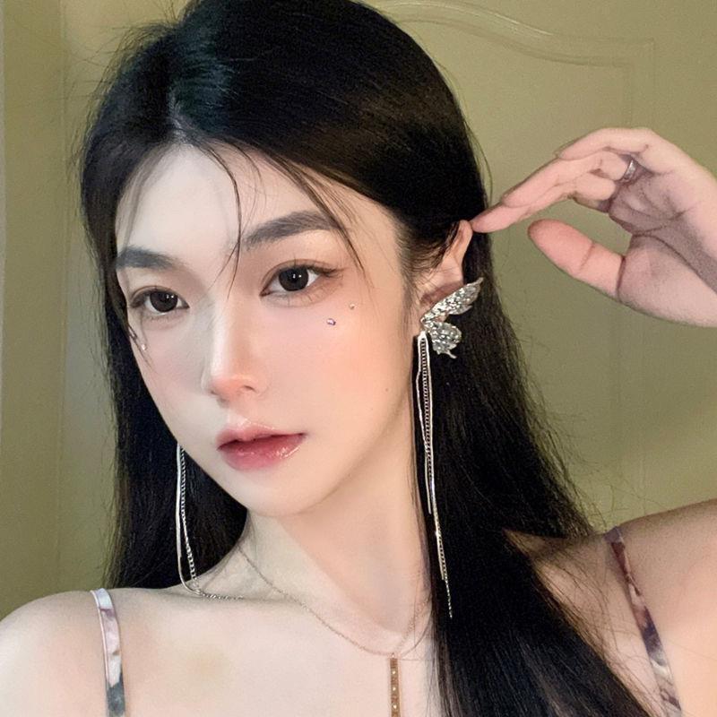 

Butterfly earrings women s summer fringed earrings high-end elf ears light luxury niche design temperament stud earrings tide earrings