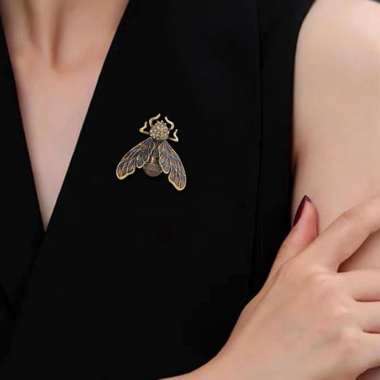 Animal Shape Brooch Rhinestones Inlaid Enamel Pin Vivid Appearance Coat Lapel Bag