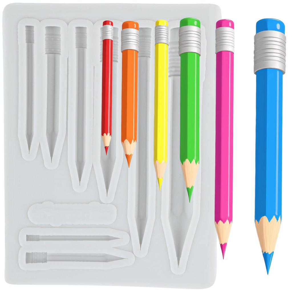 Stampi in Silicone per Materiale Scolastico Matita Globo Libro Pastello Stampo Fondant Strumenti per Decorare Torte Topper per Cupcake Stampo Caramella Cioccolato Gumpaste