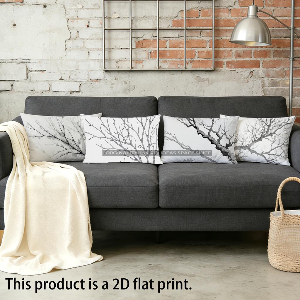 Branched Pattern Rectangle Pillowcase Suitable For Sofa Bedroom Car Pillow Cover Cushion Rectangular Back Cushion
