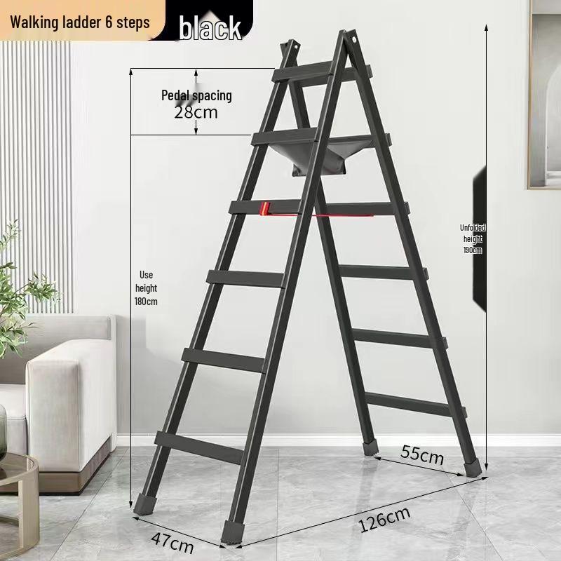 Thickened Carbon Steel Folding A-frame Ladder: Multi-purpose for Household, Electrician, Welding, Decoration, and Engineering.