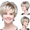 European and American Women's Fashion Light Golden Wig Natural Looking Synthetic Short Straight Wigs for Everyday Life