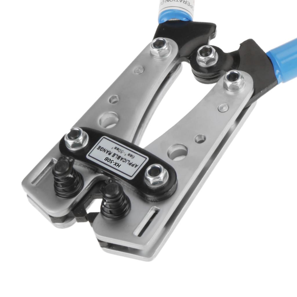 6   50 mm HX 50B Plug Terminal Crimping Tool Cable Wire Lug Hex Terminal Crimper(Blue)