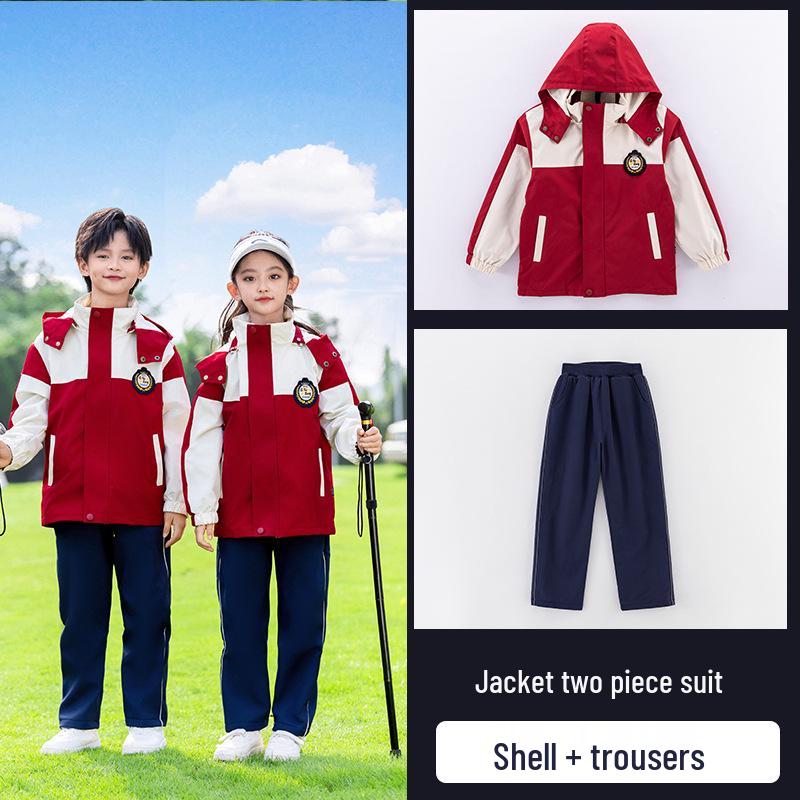 Children's Windbreaker Uniform: 3-Piece Set for Primary School - Detachable for Spring, Autumn, and Winter Wear.