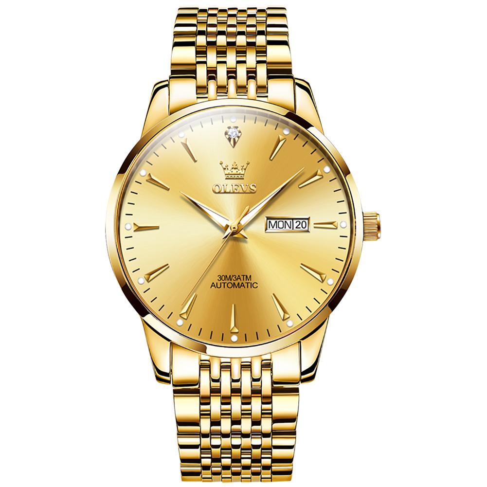 OLEVS Top Brand Silver Black Luxury Men's Automatic Mechanical Watches Stainless Steel Sports Waterproof Watch Reloj Hombre
