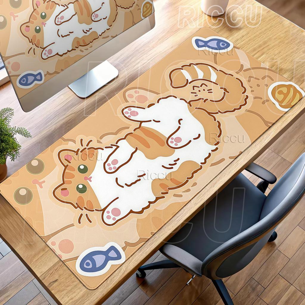 Large Kawaii Pretty Mouse Pad Cute Kitty Computer Keyboard Professional Mouse Mat LockEdge Rubber Non-slip Base Aesthetic Carpet