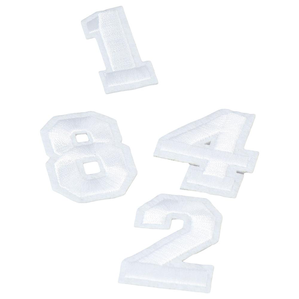 40 Stück 1,9 Zoll Aufnäher weiß Applikationszubehör Zahlen 0-9 für Jeans