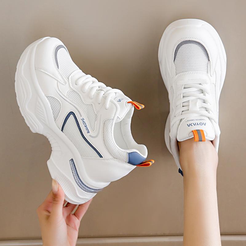 Fashion Chunky Platform Sneakers for Women Thick Bottom Non Slip Sports Shoes Woman 2025 Spring Autumn Fashion Breathable Dad Sneakers
