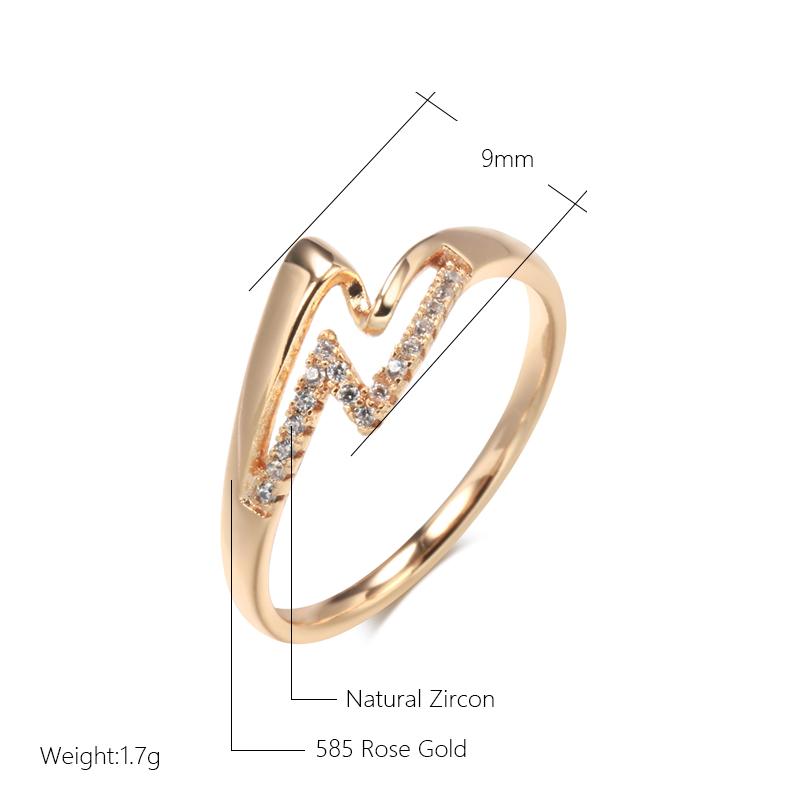 Minimalist Style  Rose Gold Ring Natural Zircon Geometric Lightning Ring For Women Fashion Jewelry  New
