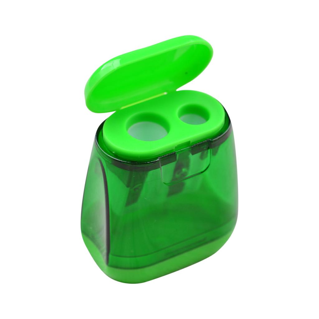 Doppelloch-Bleistiftspitzer, Bleistiftspitzer aus Kunststoff mit Abdeckung, Bleistiftspitzer, süßer Bleistiftspitzer für Kinder, Bleistiftspitzer, druckbar