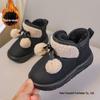 Four Seasons Girls' Velvet Snow Boots with Fur Ball Bows and Non-slip Sole.