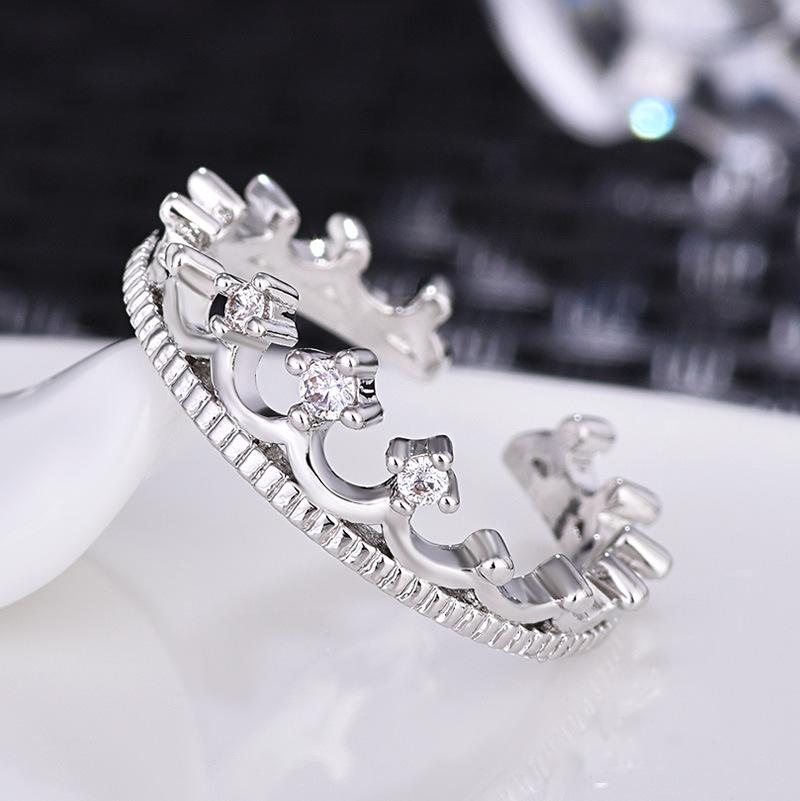 Korean Flower Crown Silver Ring - Original Goddess Design for Ladies