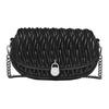 Michael Kors Mila Oval Flap Design Pleated Quilted Chain Crossbody Bag Small Women Bags Black 35S6GIMC5Y-BLACK