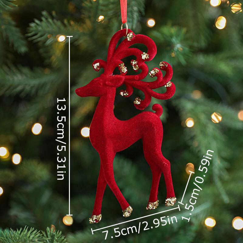 Gold Powder Red Christmas Decoration Flocking Pendant Bow Wreath Christmas Tree Hanging Ornament Xmas New Year Party Home Decor