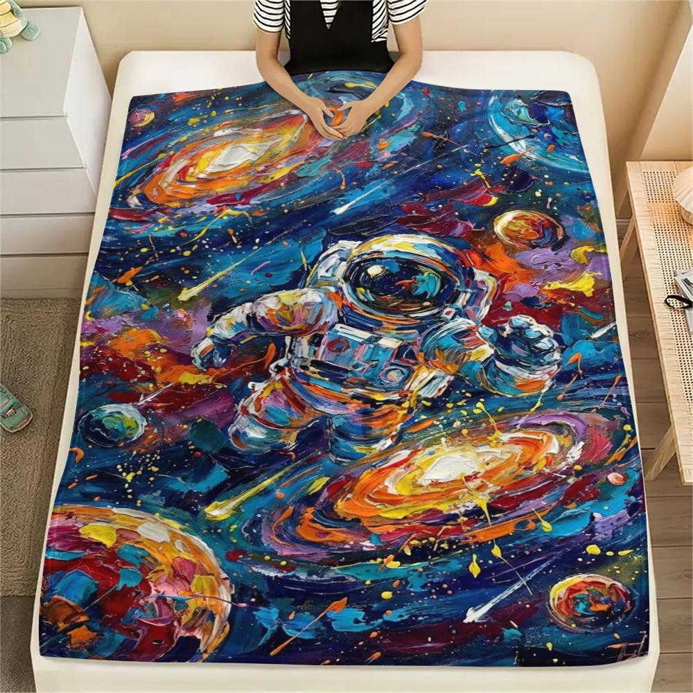 1 Stück Flanelldecke mit Weltraum-Print, Hohe Qualität, Bequem für alle Jahreszeiten, Heimdekoration, Wärme und Komfort, Perfekt für Weihnachtsgeschenke W161