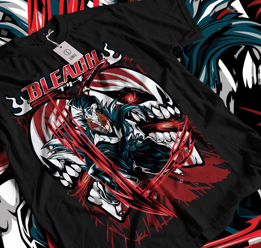 Bleach Tshirt Ichigo Kurosaki Moon Kawai Anime Unisexga Black Tshirt Kenpachi 046