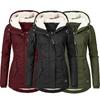 Elegante Parka Giacca Cappotto in Ecopelliccia da Donna con Cappuccio Capospalla Invernale Caldo in Nero