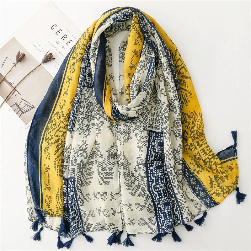 Bohemian Ethnic Style Sunscreen Scarf Beach Shawls Arabian Scarf Middle East Dubai Turkey Palestinian Hijab Scarves