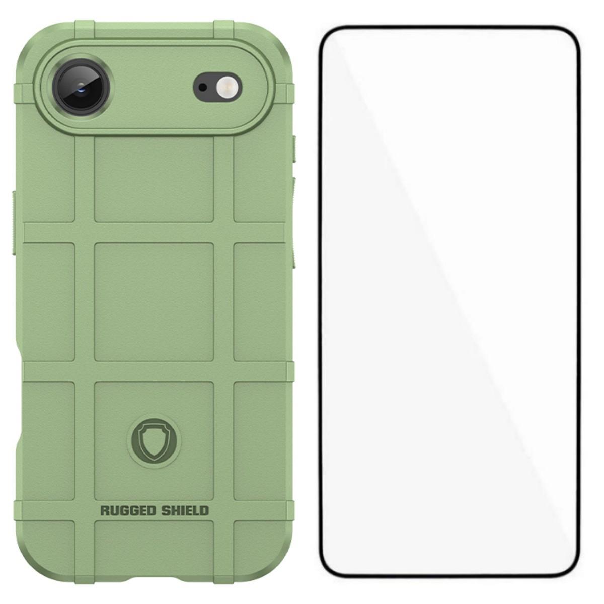 

Для iPhone 17 Air Чехол с защитной пленкой WANLONFENG Серия HD Сетчатый дизайн Противоскользящий ТПУ чехол для телефона Green