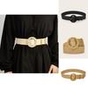 Simple Solid Color Bead Ring Buckle Decoration Women Casual Woven Belt For Boho Dresses