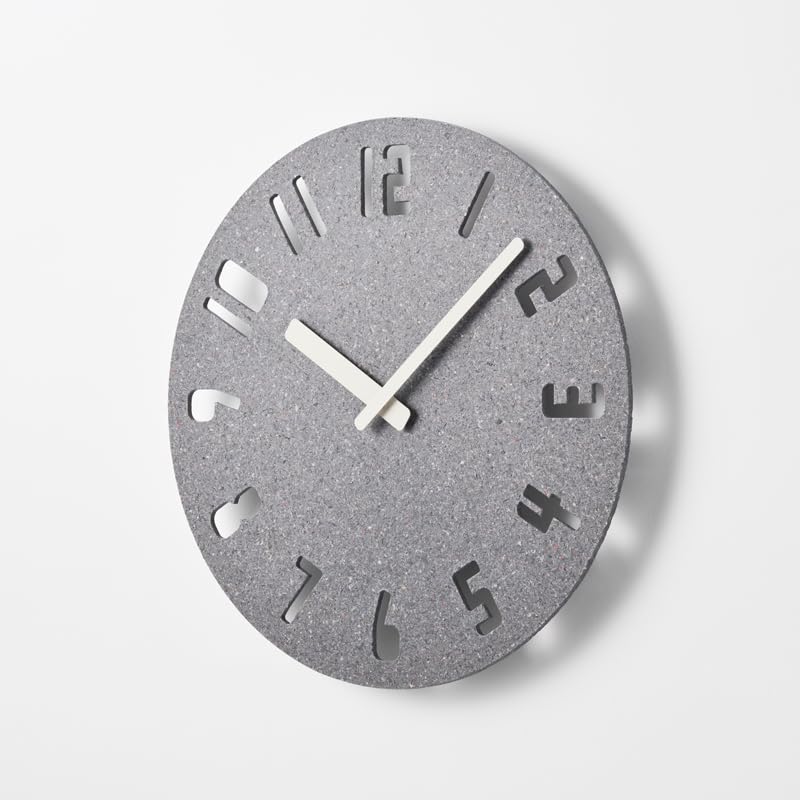 Lemnos Paneco Analog Wall Clock, Dark Gray, Made from Recycled Fiber Board, PANECO CLOCK HIL22-10 DGY