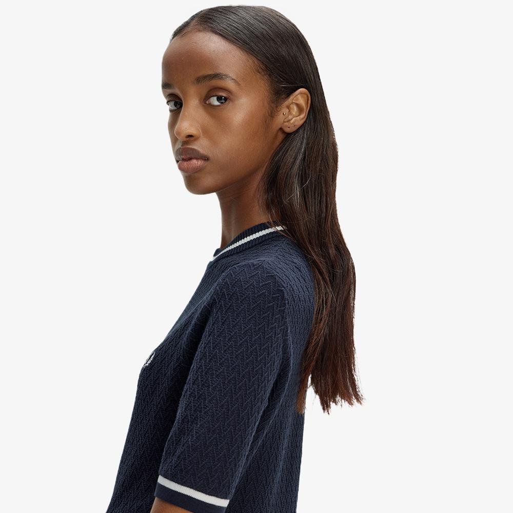 Fred Perry [Womens] Textured Knit Top - Navy Afpf2612131-608