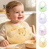 Easy Clean Toddler Bibs Silicone Baby Bib with Food Catcher Pocket, Waterproof Lightweight Adjustable Infant Eating Babies Feeding Bib, Foldable for