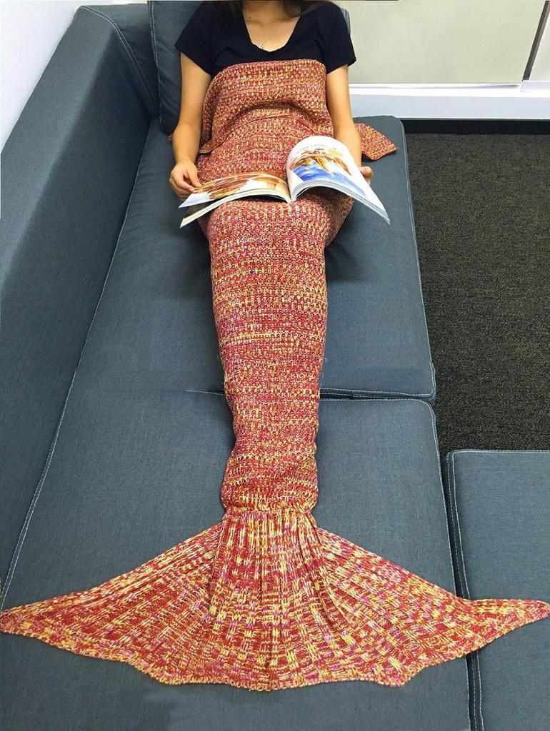 Tail Blanket Mermaid With Knit Fabric Cozy Home Lounge Decor Material For Spring