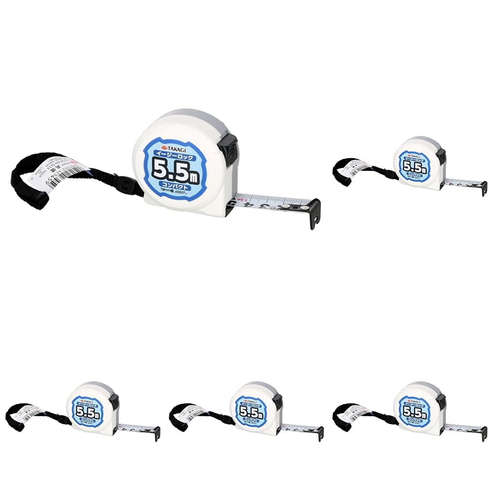 Takagi Easy Lock Convex Compact 19mm x 5.5m Measuring Tape Measure (x 5)