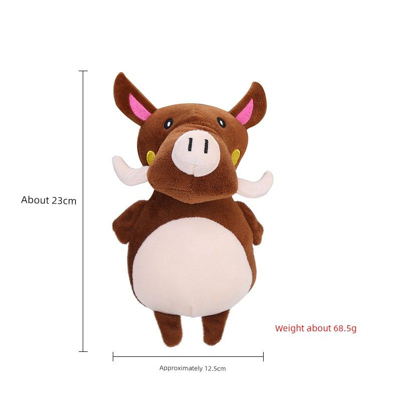 

Pet Supplies Cute Cartoon Shape Stuffed Toy Sound-Making Bite-Resistant Relieving Stuffy Dog Toy Brown wild boar