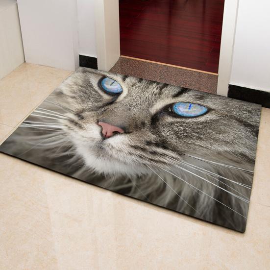Realistic Animal Floor Mat 3D Optical Illusion Rug Cute Cat Design Entrance Rug Non-slip Dog Doormat for Bathroom Kitchen Living Room Bedroom