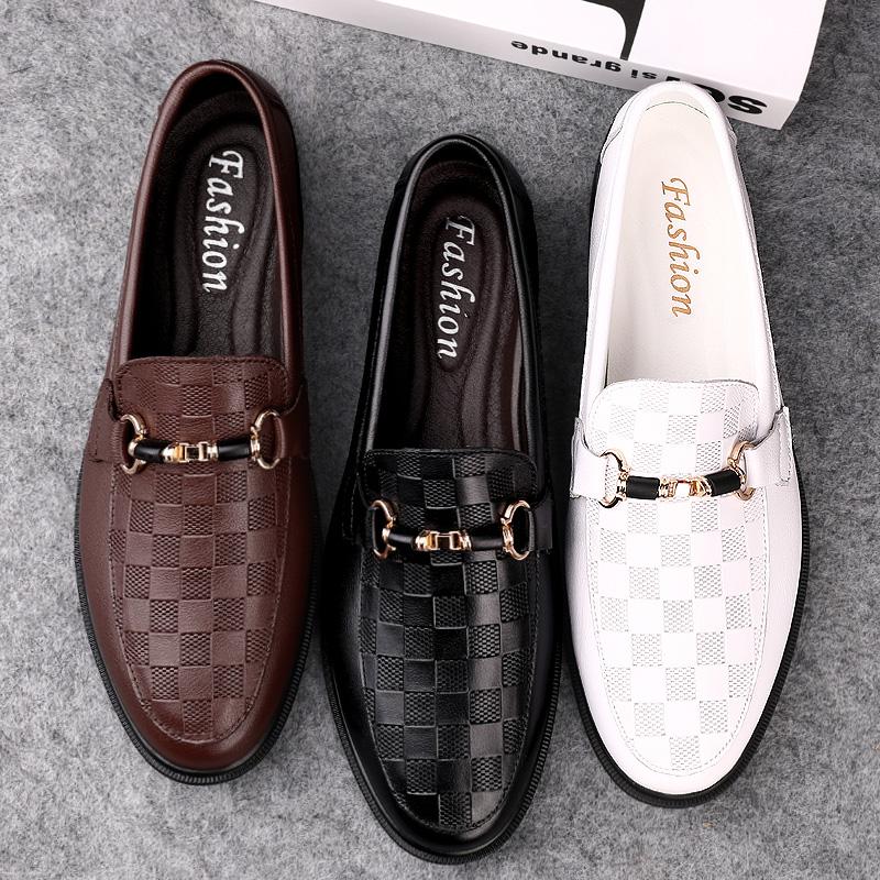 2025 Dress Shoes Men Casual Shoes Summer Genuine Leather Loafers Men Moccasins Slip On Men's Flats Breathable Driving Shoes