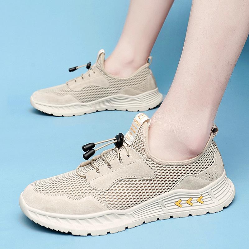 Live men's shoes large size 2025 summer new mesh shoes men's mesh casual sports shoes breathable non-slip board shoes