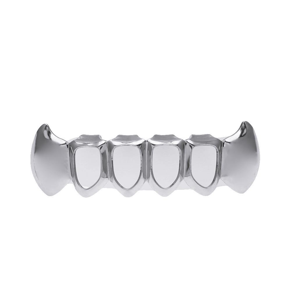 European Six-Tooth & Four-Tooth Hollow Fangs with Flat Teeth Hip Hop Grill Set