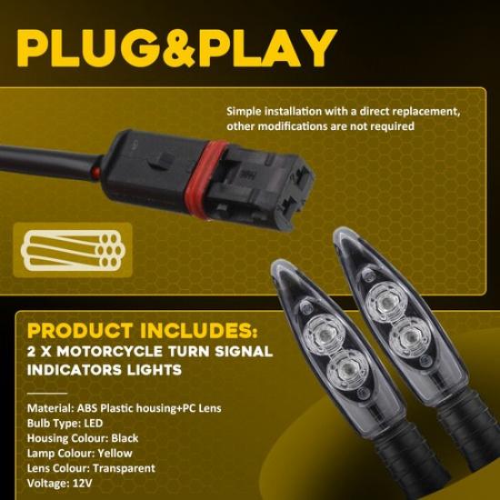 2PCS Turn Signal LED Indicators For BMW F800R K1300R K1300S R1200R 2009-2014 EOA