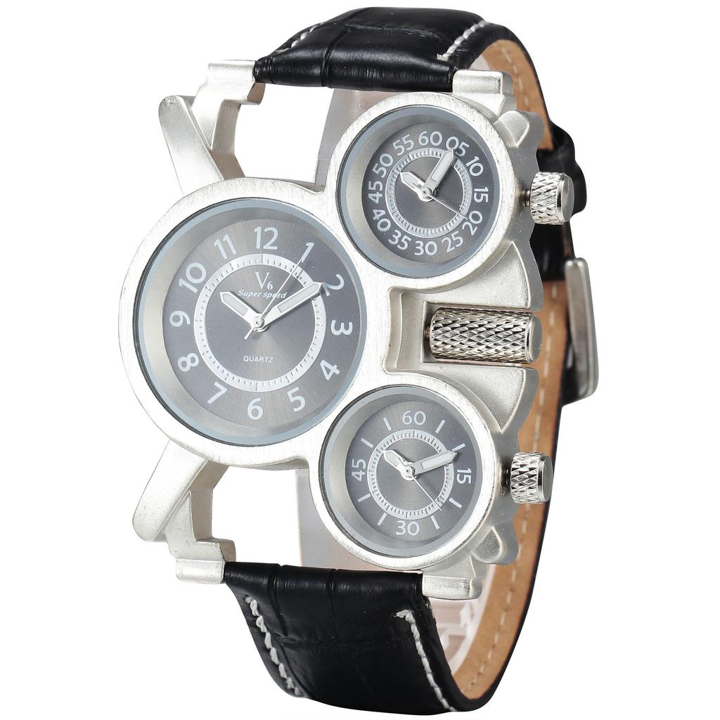 UTHAI BK117 Trendige Herrenuhr mit mehreren Zeitzonen Drei Zeitzonen Kreatives Armband Quarzuhr Geschäftsuhr Geschenkuhren für Männer