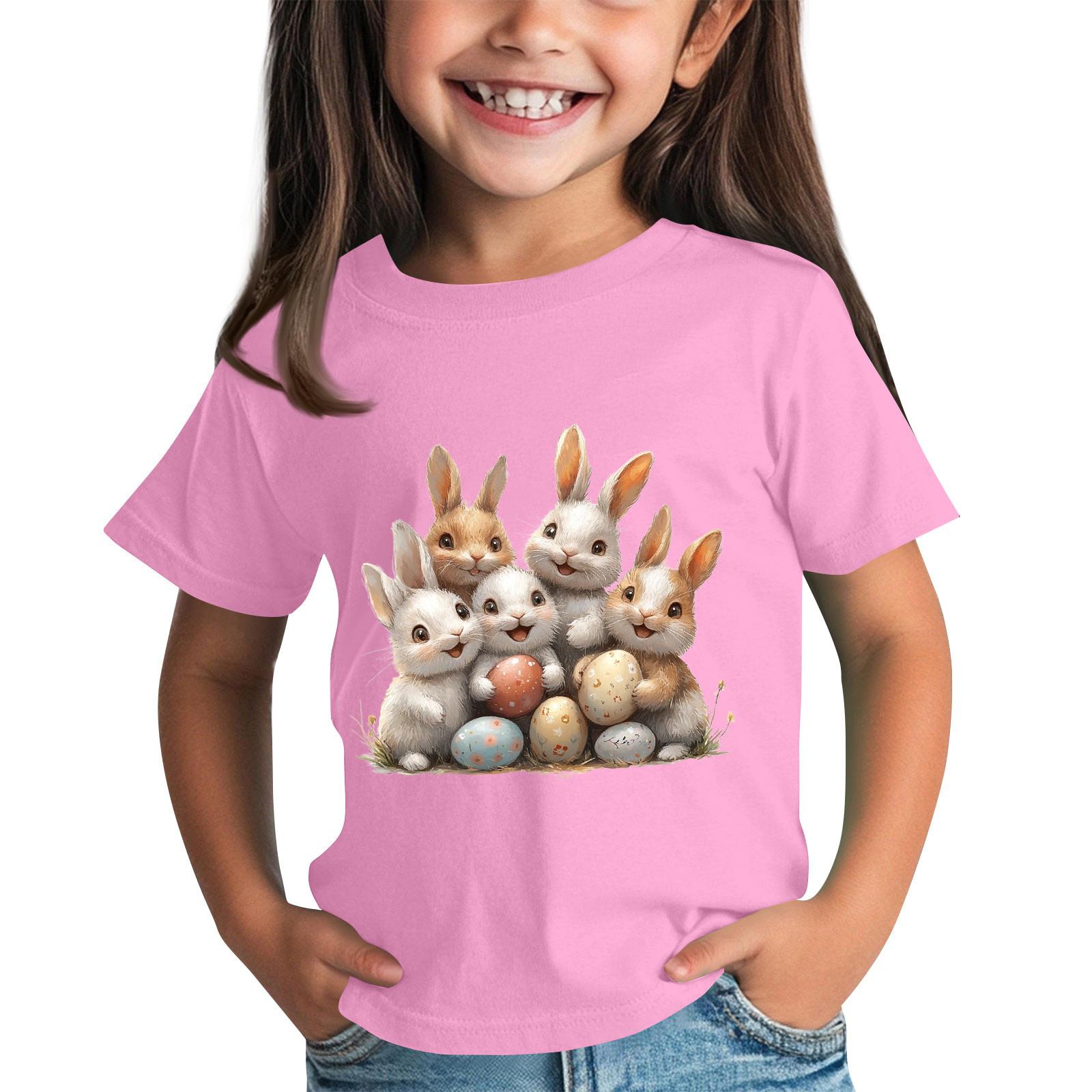 

Children s Short Sleeve Neck T-Shirt Animal Print Daily Casual Top 100 розовый