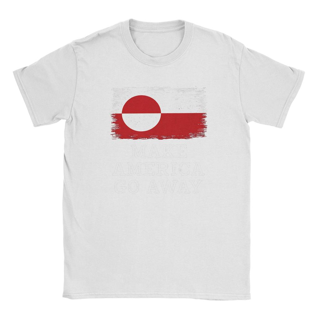 Oversized T Shirt Summer Make America Go Away Leisure TShirts Greenland Flag Cotton Tshirt for Men Y2K Short Sleeve Clothing