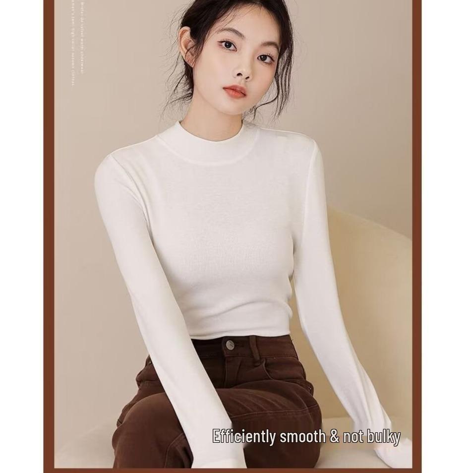 Women's Slim Fit High Neck Long Sleeve Base Shirt for Autumn/Winter 2024