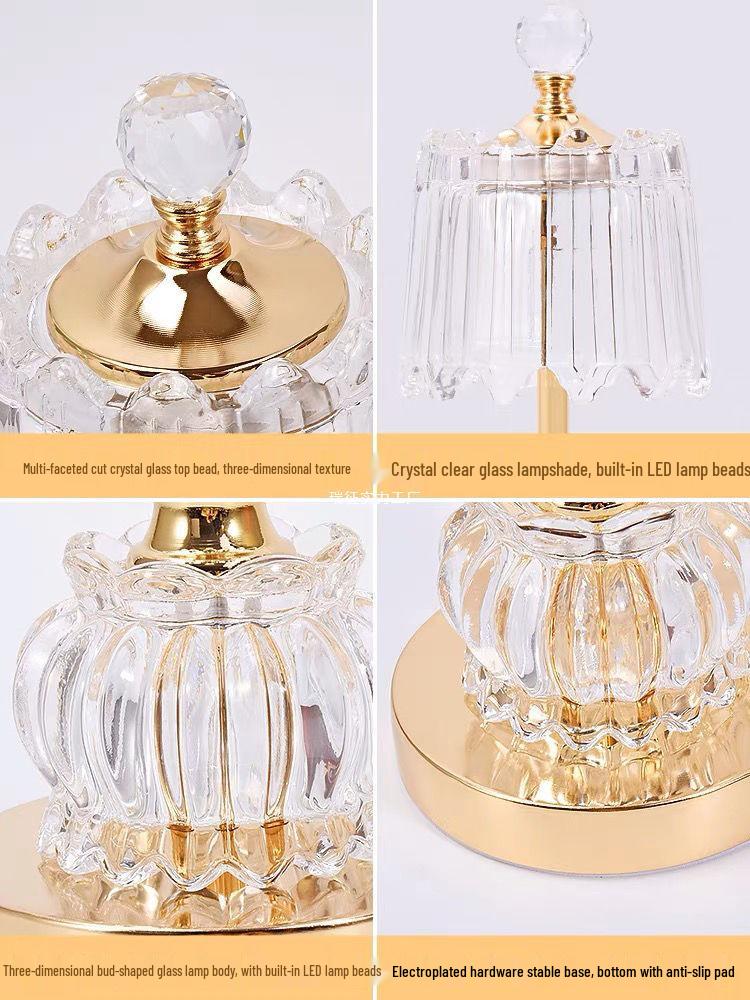 2025 Luxury Crystal Rechargeable Bedside Lamp - High-End Atmosphere Night Light