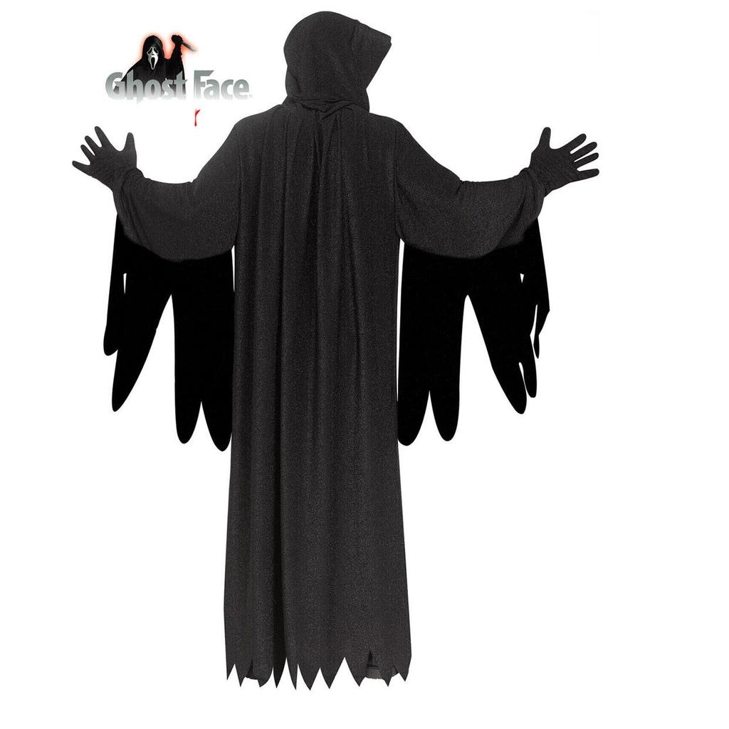 Halloween Dämon Geister Kostüm Mann Frauen Erwachsene Schwarz Schrei Tod Dämon Sensenmann Cospaly Kleidung Mit Maske Spiel Kostüme