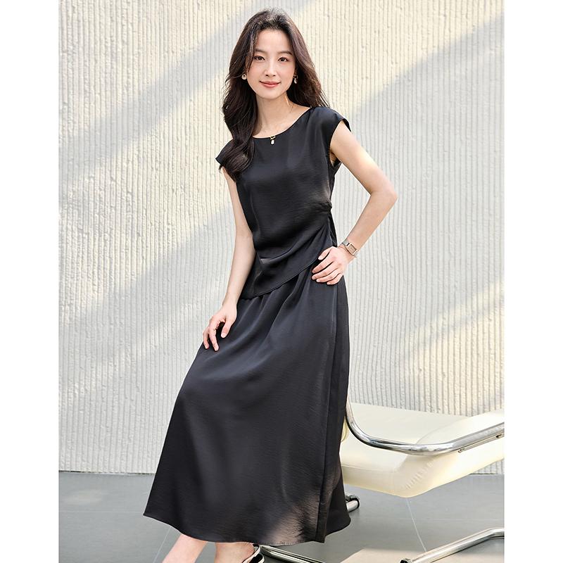 Casual Midi Skirt Set with French Temperament, Sleeveless Headband, Two-piece Set, Women's Fashion