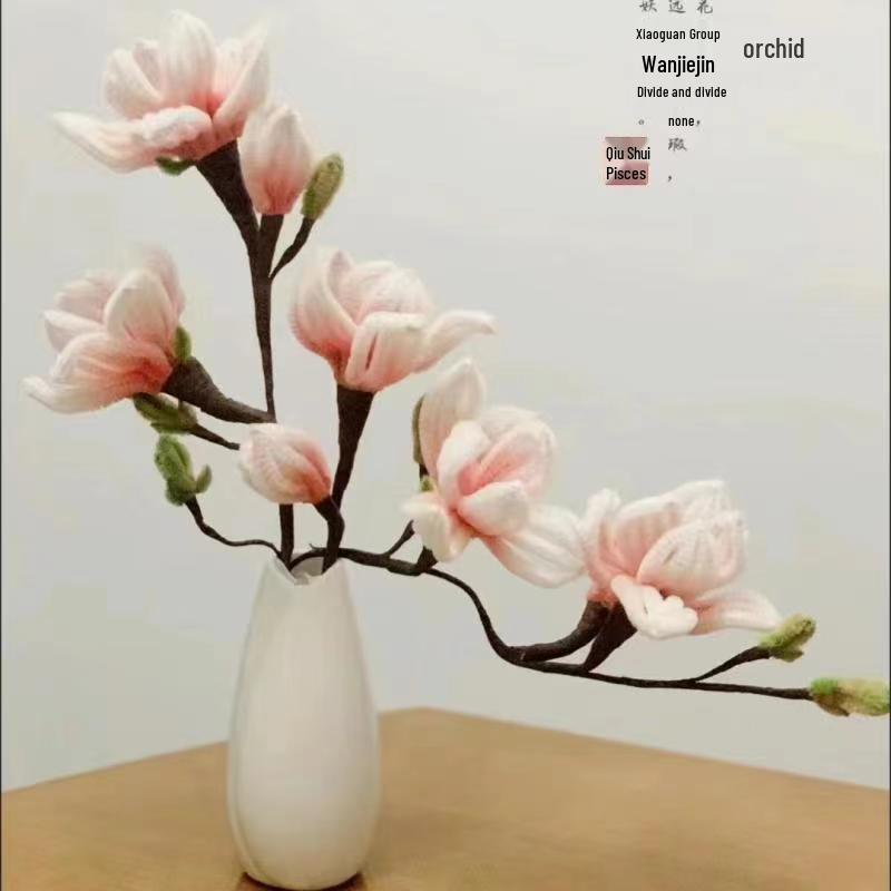 DIY Magnolia Bouquet Kit - Handwoven Potted Plant Ornament, Perfect Gift for Mother's Day or Housewarming