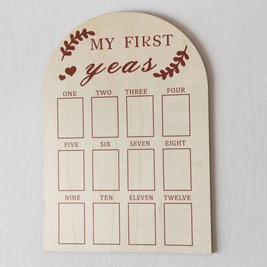 Yousheng 12 Months Baby Picture Frame, Carved Wood Monthly Photo Display Board, Newborn Keepsake for Kids Growth
