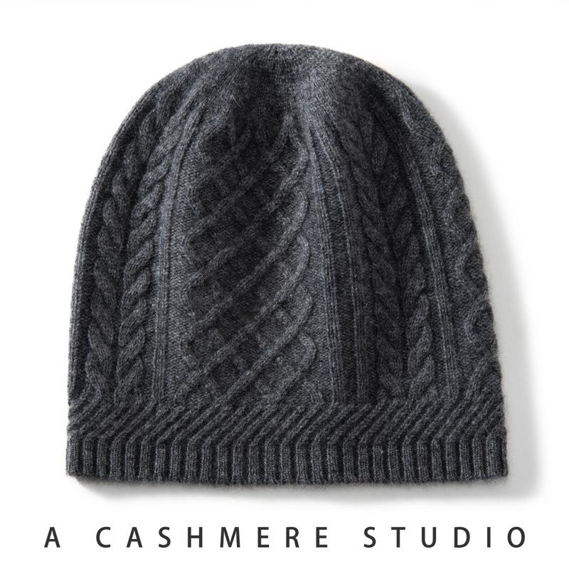 Cashmere cap Single twisted thickened warm confinement hat Fashion knitted casual hat Wool hat